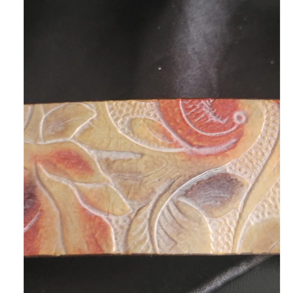 Streets Ahead Womens Leather Belt S Floral Embossed Rose Buckle Belt